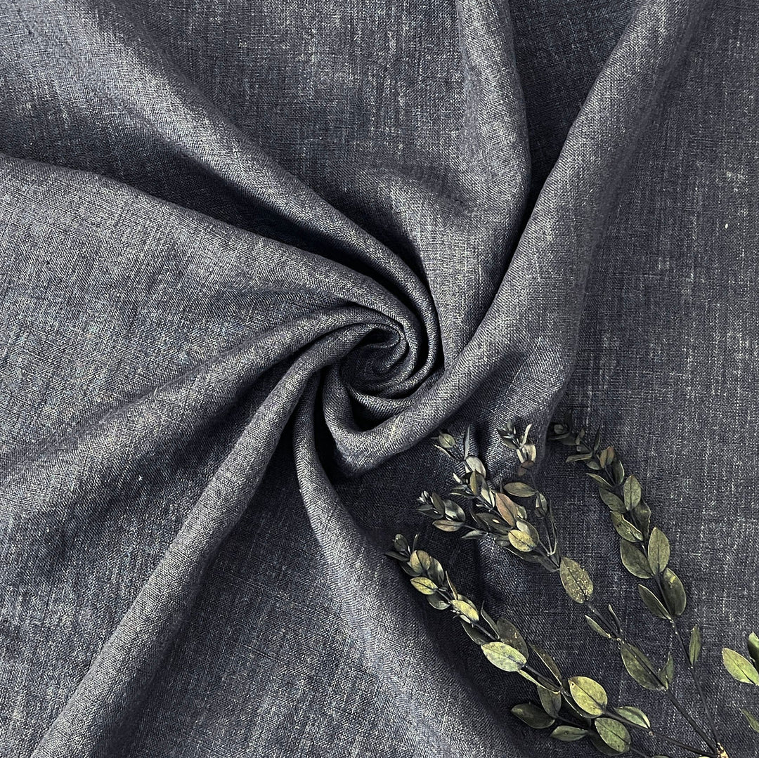 Delave Vintage Dyed 100% Linen Fabric – Medium to Heavyweight, Soft Finish Gray(dark) 7676