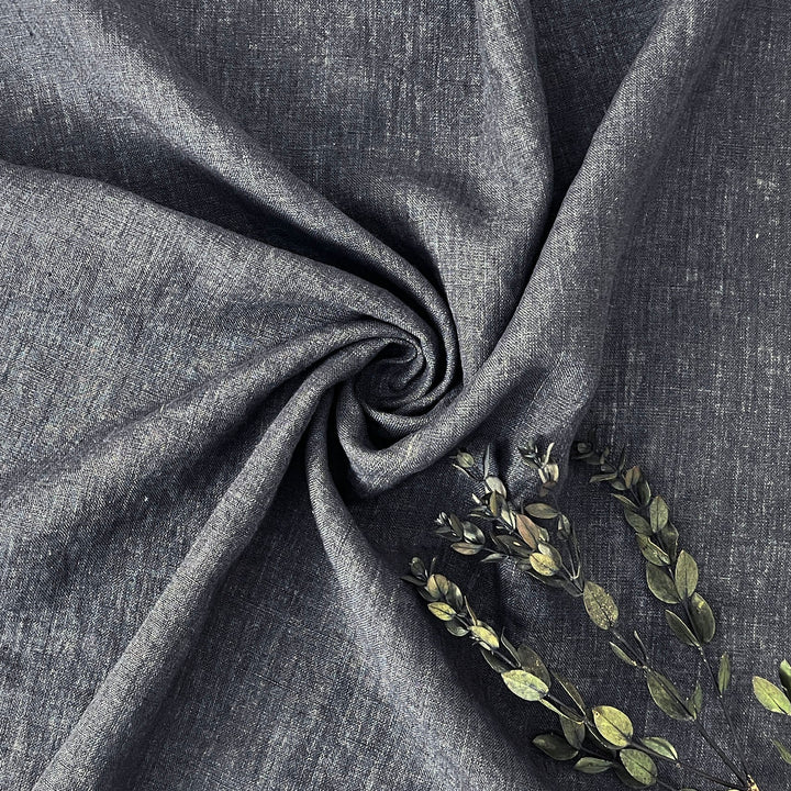 Delave Vintage Dyed 100% Linen Fabric – Medium to Heavyweight, Soft Finish Gray(dark) 7676