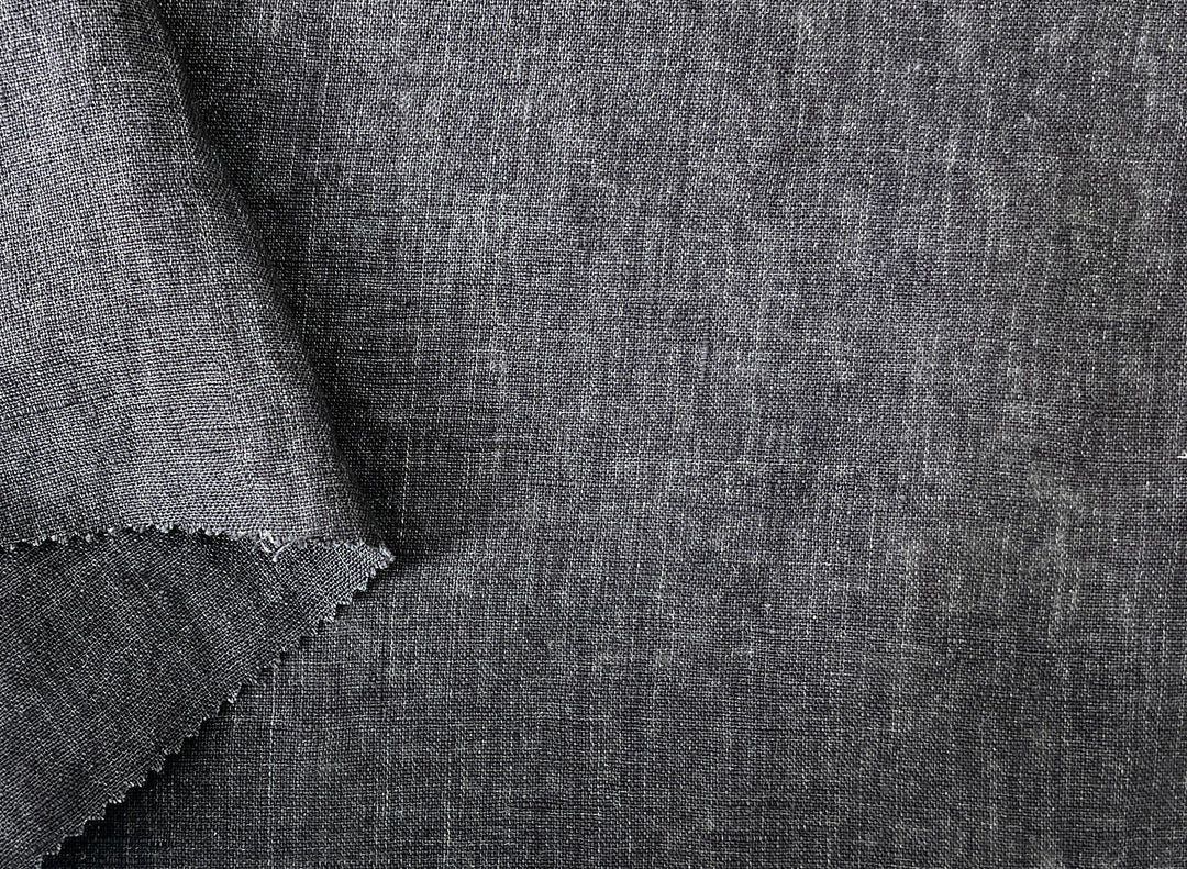 Delave Vintage Dyed 100% Linen Fabric – Medium to Heavyweight, Soft Finish Gray(dark) 7676