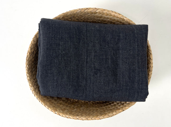 Delave Vintage Dyed 100% Linen Fabric – Medium to Heavyweight, Soft Finish Gray(dark) 7676