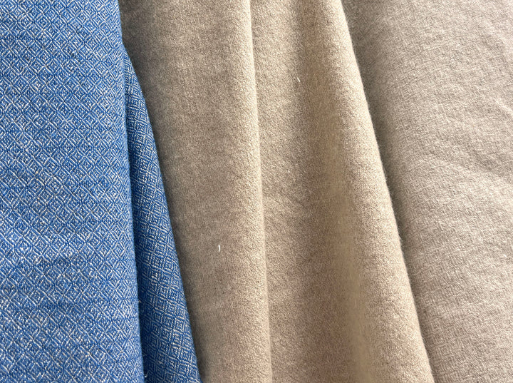 Linen Wool Broken Diamond Twill Fabric – Viking Inspired, Soft & Pre-Washed 8178 8179 8180