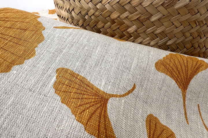 Morning Calm Ginkgo – 100% Linen Fabric in Natural Tone, Medium Weight 8319