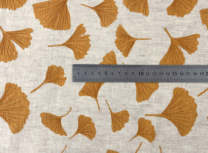 Morning Calm Ginkgo – 100% Linen Fabric in Natural Tone, Medium Weight 8319