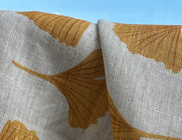 Morning Calm Ginkgo – 100% Linen Fabric in Natural Tone, Medium Weight 8319