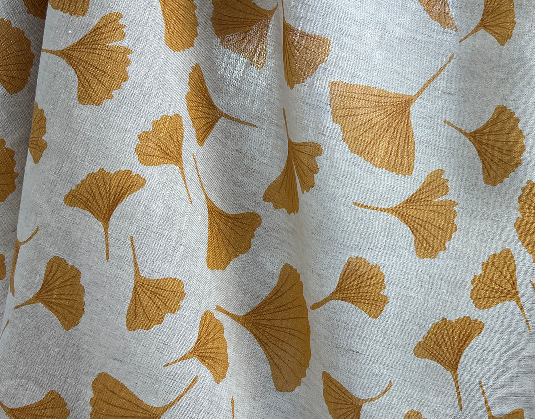 Morning Calm Ginkgo – 100% Linen Fabric in Natural Tone, Medium Weight 8319