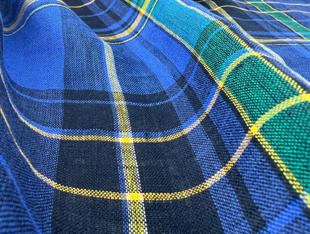 100% Linen Tartan Plaid Fabric – Light–Medium Weight with Soft Handfeel 7981 7982