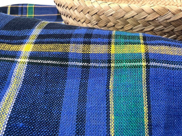 100% Linen Tartan Plaid Fabric – Light–Medium Weight with Soft Handfeel 7981 7982
