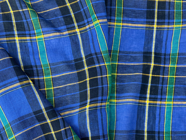 100% Linen Tartan Plaid Fabric – Light–Medium Weight with Soft Handfeel 7981 7982
