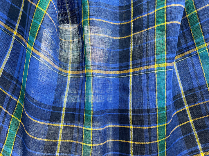100% Linen Tartan Plaid Fabric – Light–Medium Weight with Soft Handfeel 7981 7982