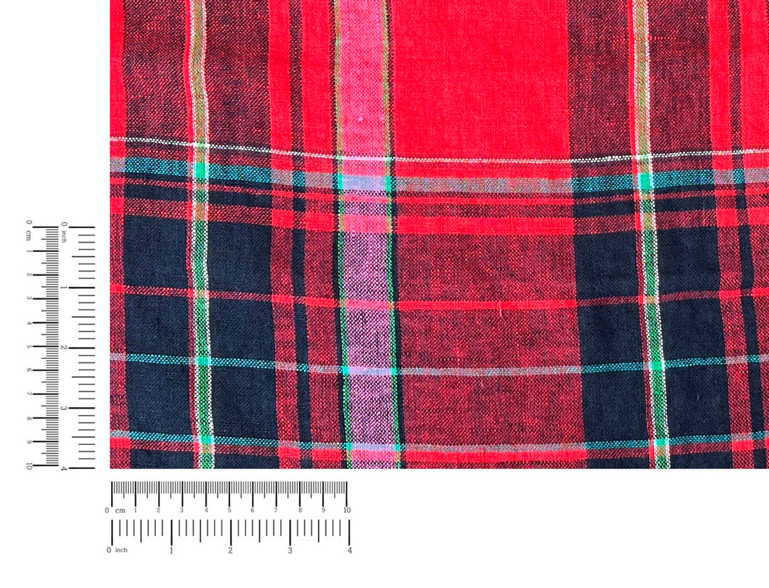 100% Linen Tartan Plaid Fabric – Light–Medium Weight with Soft Handfeel 7981 7982
