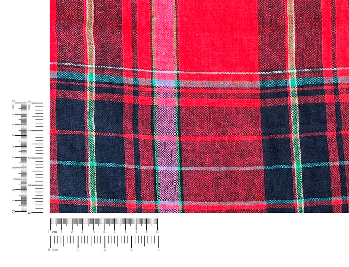 100% Linen Tartan Plaid Fabric – Light–Medium Weight with Soft Handfeel 7981 7982