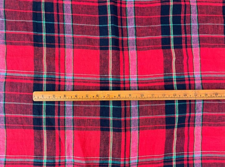 100% Linen Tartan Plaid Fabric – Light–Medium Weight with Soft Handfeel 7981 7982