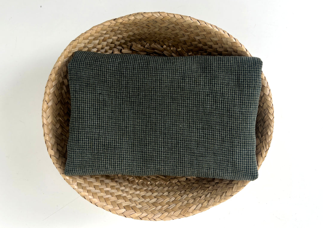 Linen Blend Mini Gingham Fabric – Delavé Texture, Medium Weight 8065 8075