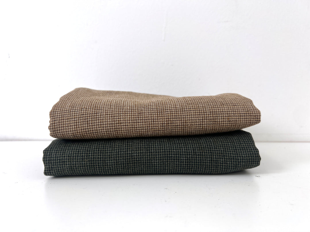 Linen Blend Mini Gingham Fabric – Delavé Texture, Medium Weight 8065 8075