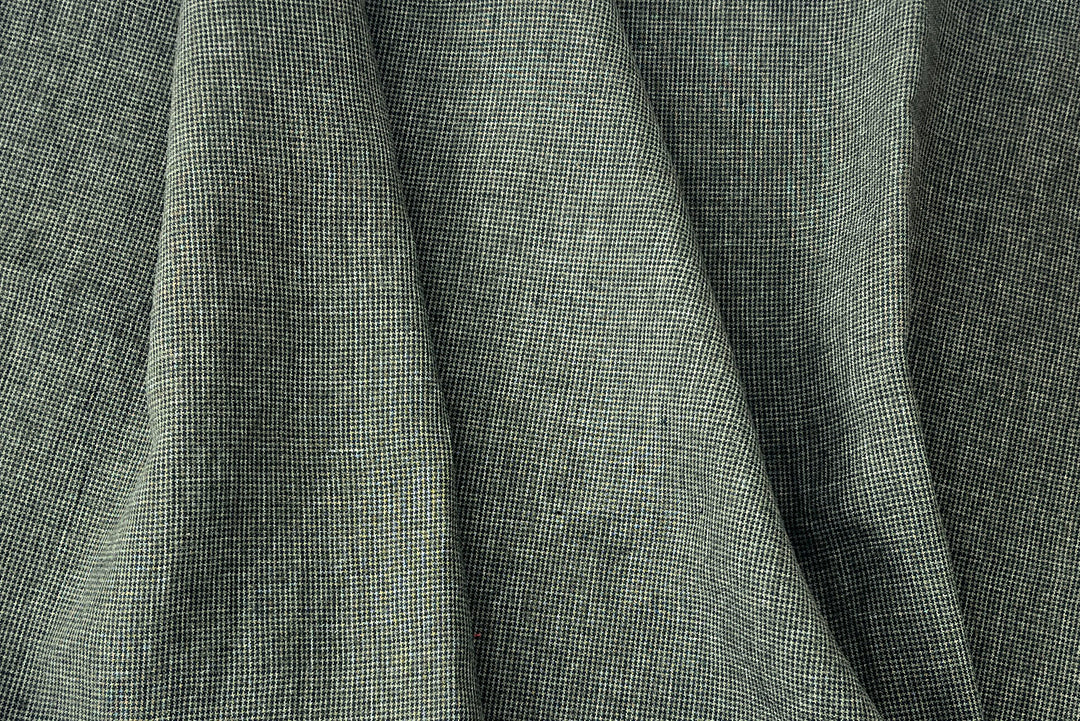 Linen Blend Mini Gingham Fabric – Delavé Texture, Medium Weight 8065 8075