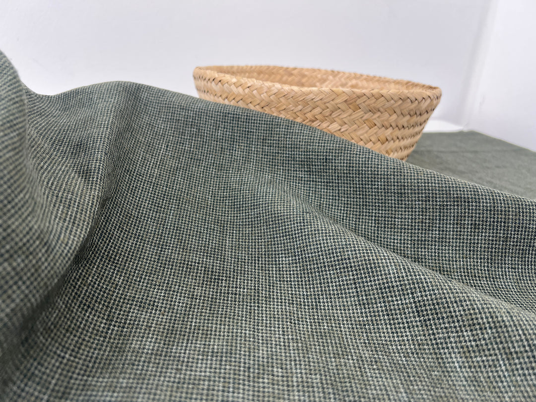 Linen Blend Mini Gingham Fabric – Delavé Texture, Medium Weight 8065 8075