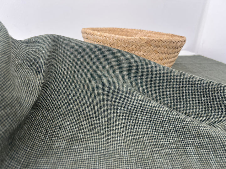 Linen Blend Mini Gingham Fabric – Delavé Texture, Medium Weight 8065 8075