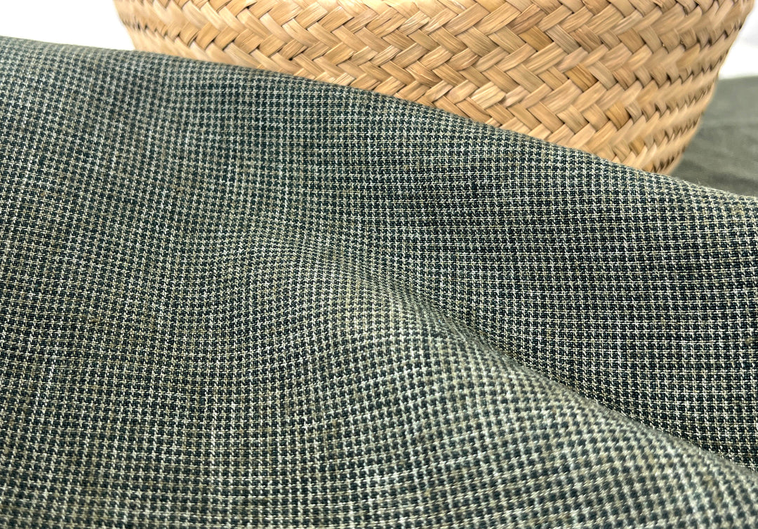 Linen Blend Mini Gingham Fabric – Delavé Texture, Medium Weight 8065 8075