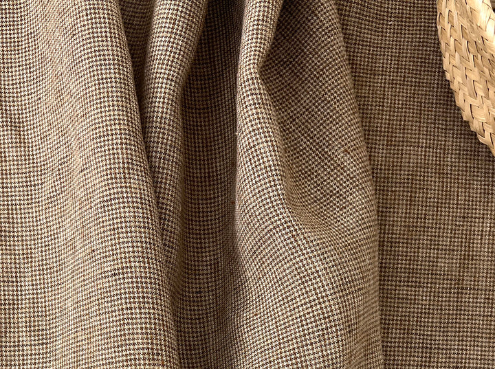 Linen Blend Mini Gingham Fabric – Delavé Texture, Medium Weight 8065 8075