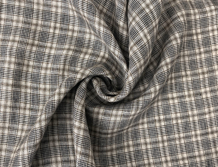 Linen Blend Fabric – Prince of Wales Plaid, Twill Weave 8043