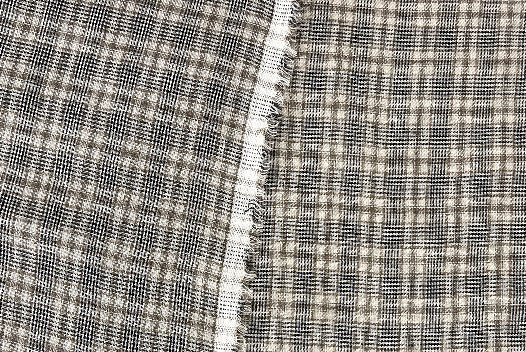 Linen Blend Fabric – Prince of Wales Plaid, Twill Weave 8043