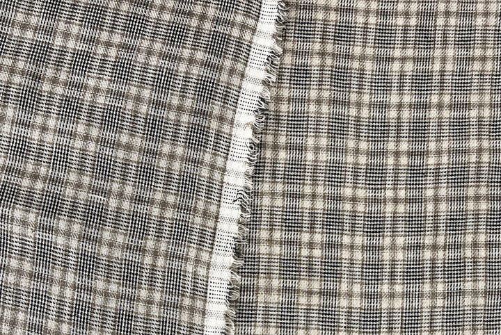 Linen Blend Fabric – Prince of Wales Plaid, Twill Weave 8043