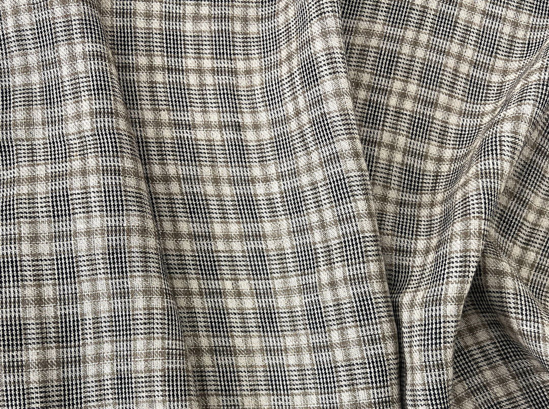 Linen Blend Fabric – Prince of Wales Plaid, Twill Weave 8043