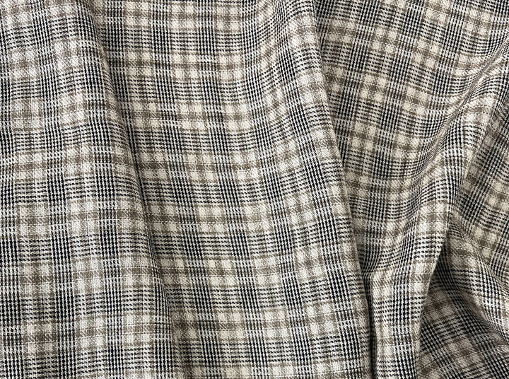 Linen Blend Fabric – Prince of Wales Plaid, Twill Weave 8043