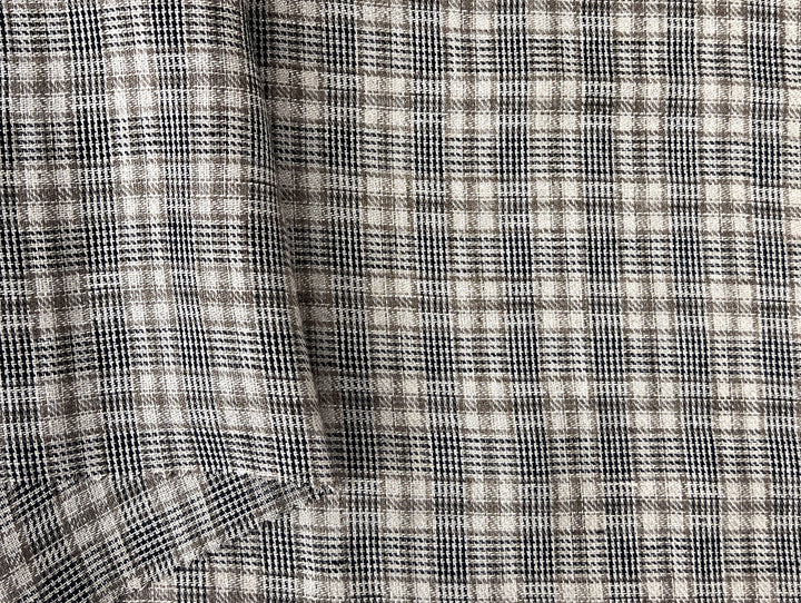 Linen Blend Fabric – Prince of Wales Plaid, Twill Weave 8043