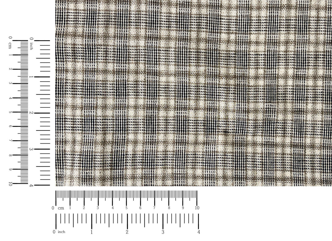 Linen Blend Fabric – Prince of Wales Plaid, Twill Weave 8043