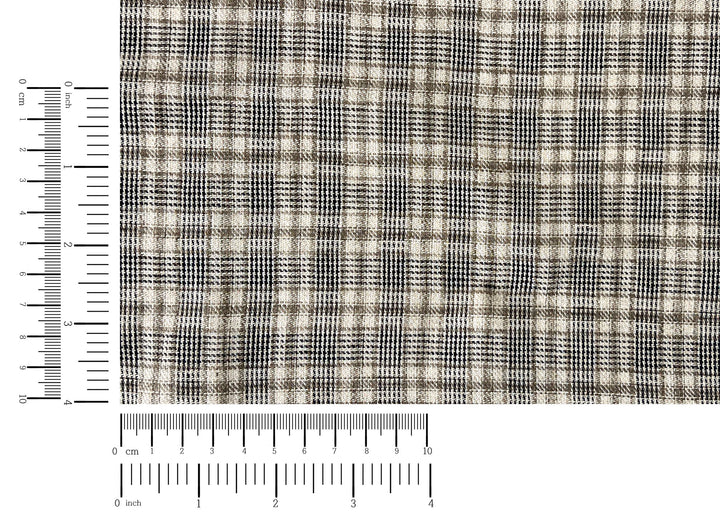 Linen Blend Fabric – Prince of Wales Plaid, Twill Weave 8043