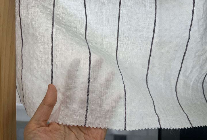 Linen Cotton Stripe Fabric – Subtle Seersucker Texture 6120