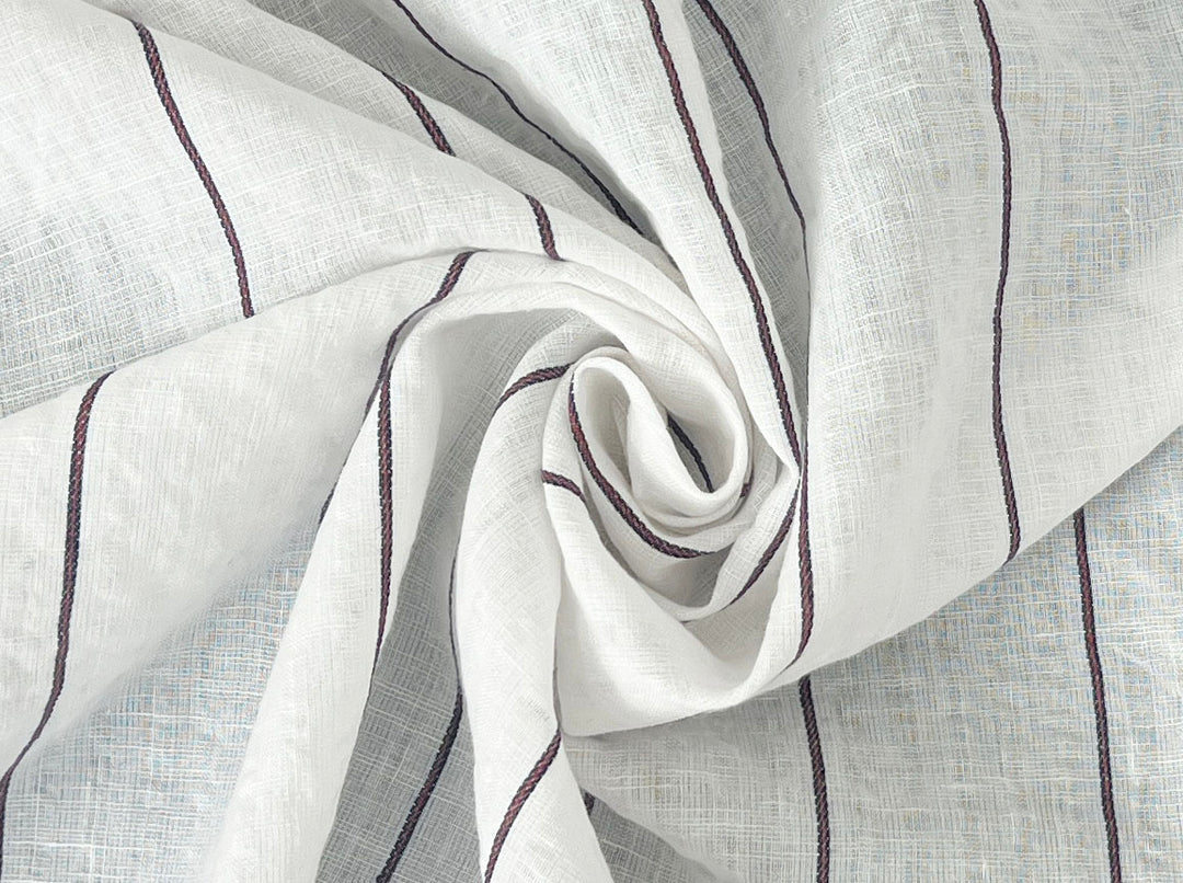 Linen Cotton Stripe Fabric – Subtle Seersucker Texture 6120
