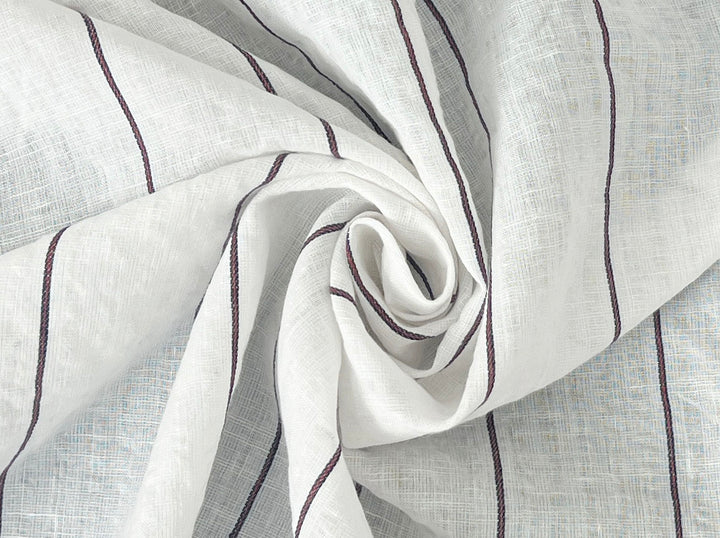 Linen Cotton Stripe Fabric – Subtle Seersucker Texture 6120