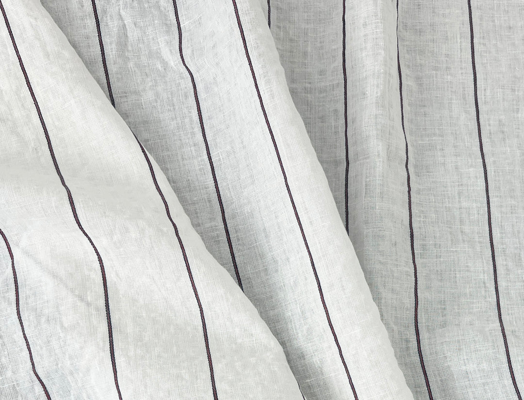 Linen Cotton Stripe Fabric – Subtle Seersucker Texture 6120