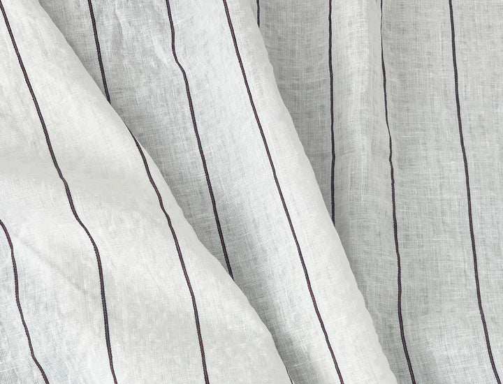Linen Cotton Stripe Fabric – Subtle Seersucker Texture 6120