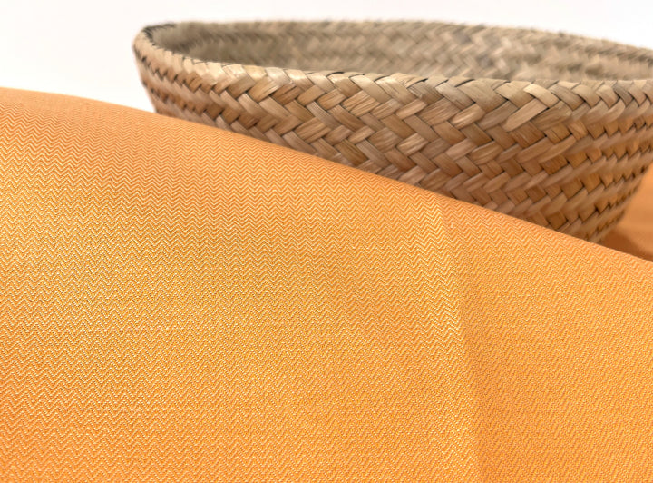 Cotton Ramie Herringbone Fabric – Orange Chambray 1571