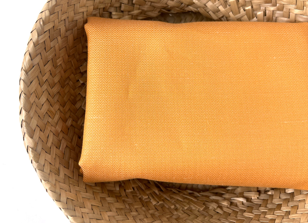 Cotton Ramie Herringbone Fabric – Orange Chambray 1571