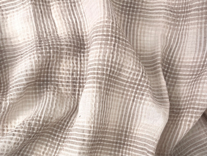 Linen Cotton Gradation Check Fabric – Natural Seersucker Texture 8083 8084