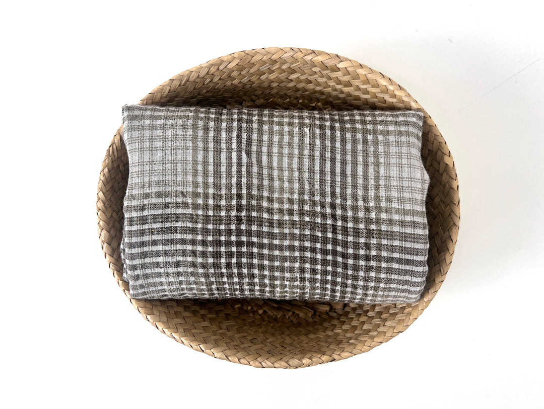 Linen Cotton Gradation Check Fabric – Natural Seersucker Texture 8083 8084