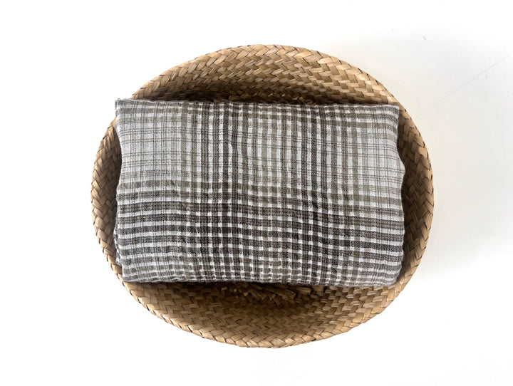 Linen Cotton Gradation Check Fabric – Natural Seersucker Texture 8083 8084