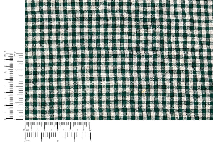 100% Linen Forest Green Gingham Check Fabric 8287