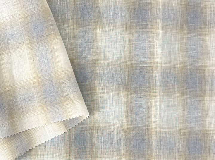 Soft Neutral Plaid Linen — 100% Linen Fabric 8297