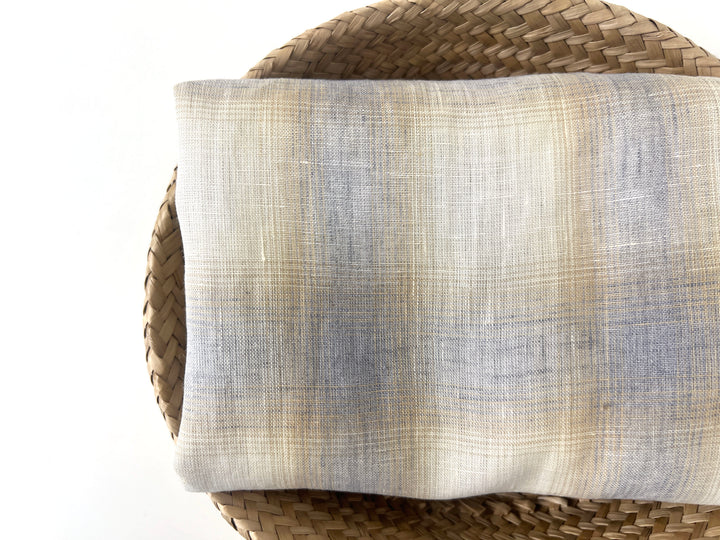 Soft Neutral Plaid Linen — 100% Linen Fabric 8297