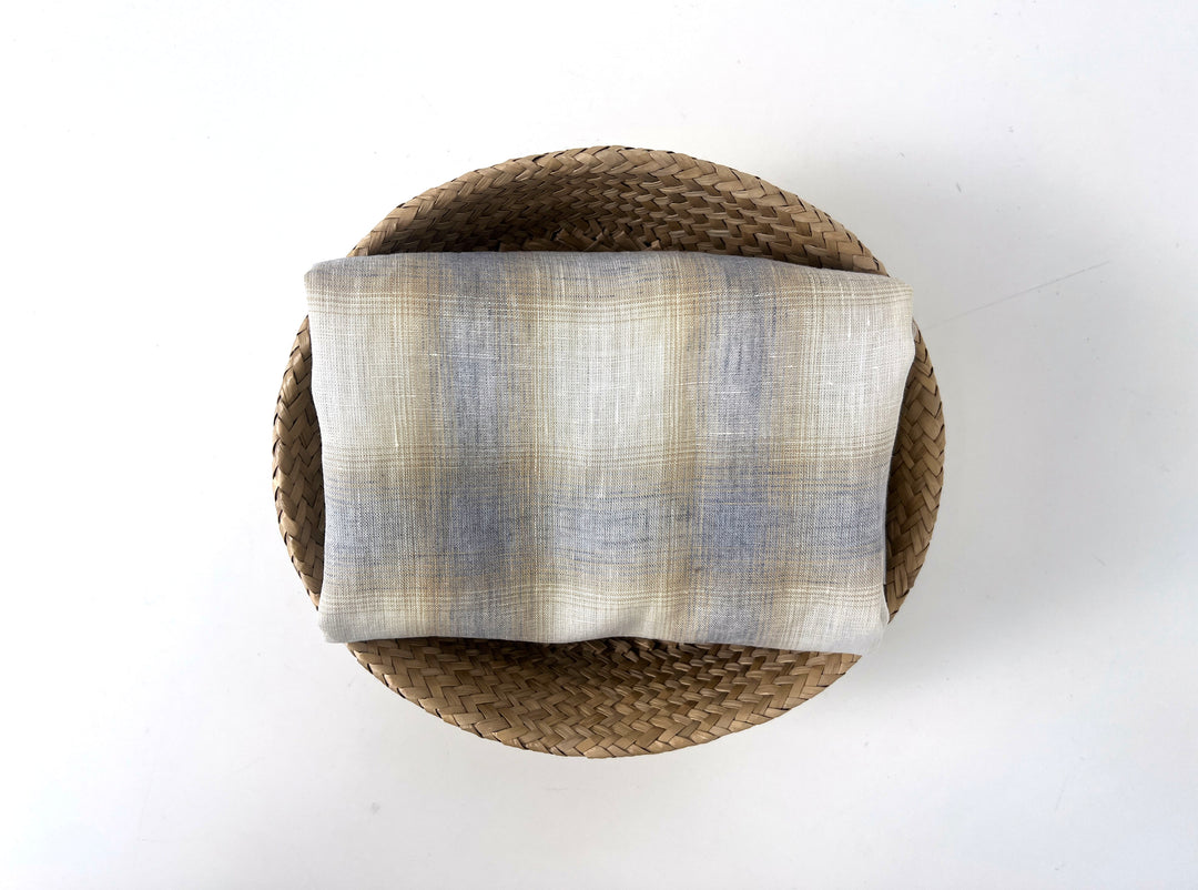 Soft Neutral Plaid Linen — 100% Linen Fabric 8297