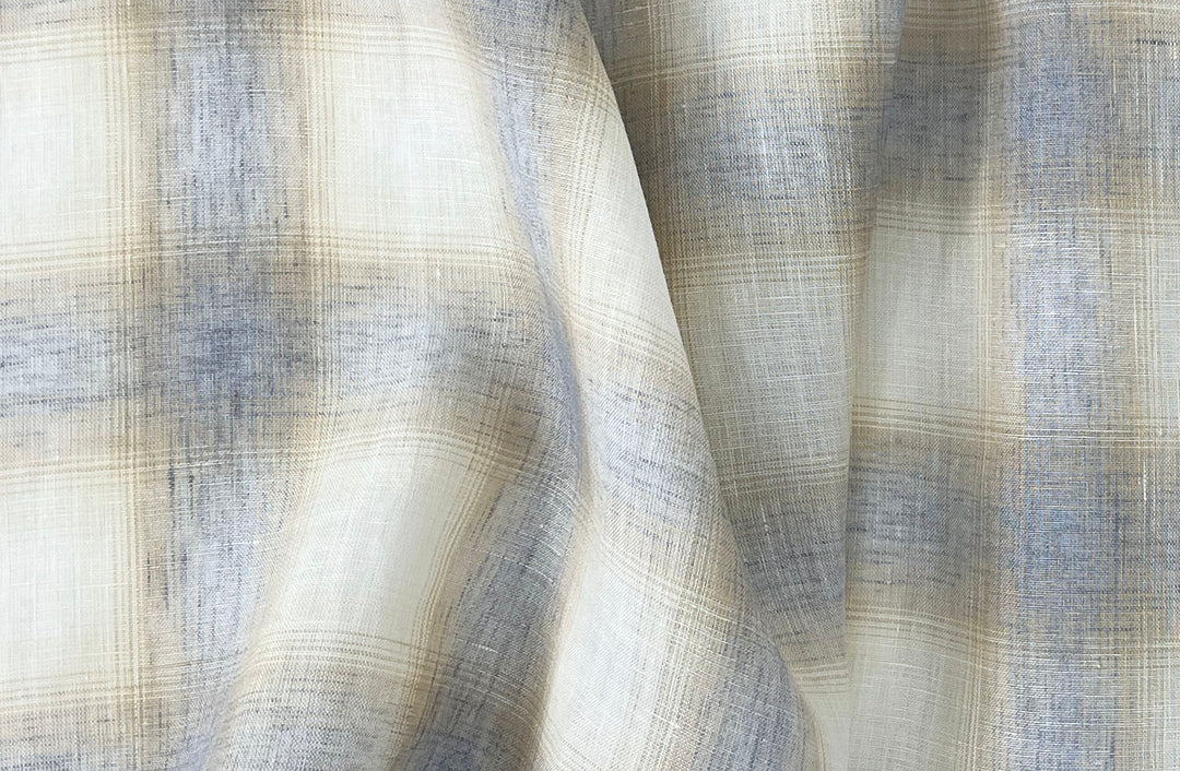 Soft Neutral Plaid Linen — 100% Linen Fabric 8297