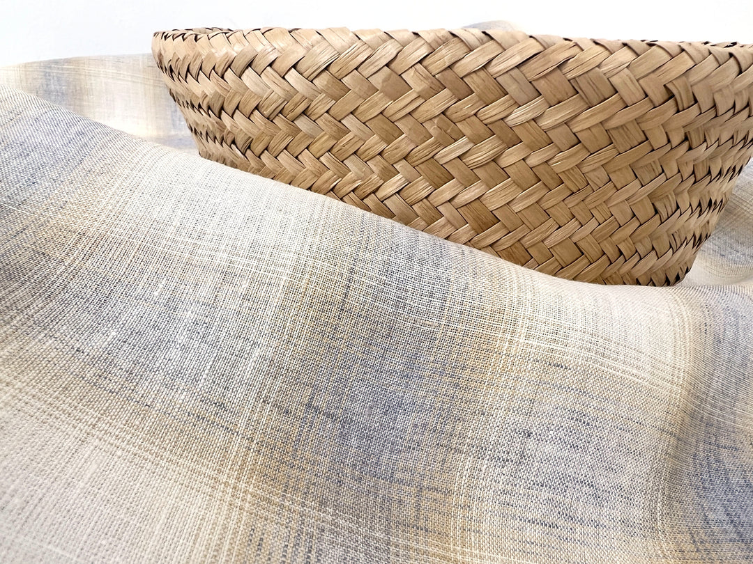 Soft Neutral Plaid Linen — 100% Linen Fabric 8297