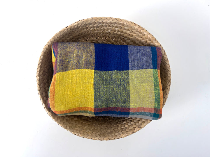 High-Twist Yarn-Dyed Plaid Linen Polyester Fabric – Soft with Crisp, Subtle Wrinkle 7983