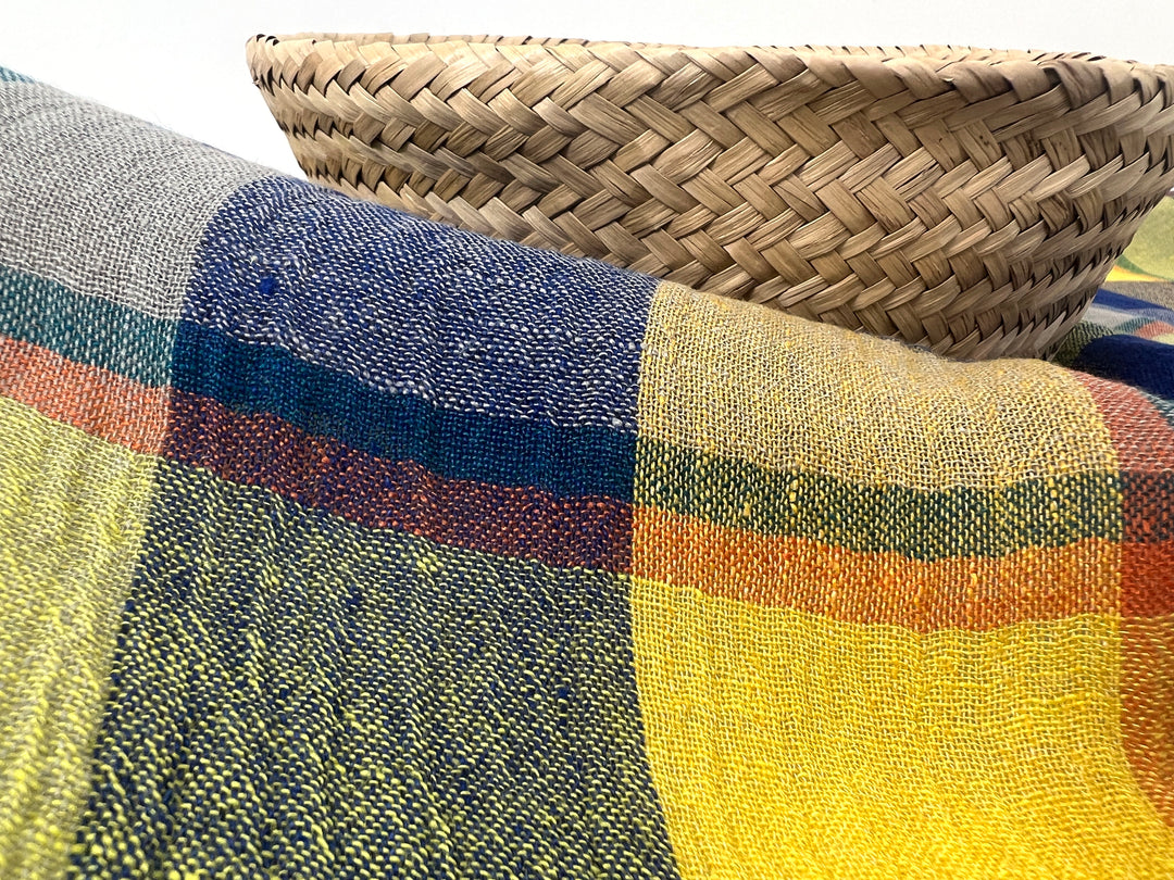 High-Twist Yarn-Dyed Plaid Linen Polyester Fabric – Soft with Crisp, Subtle Wrinkle 7983