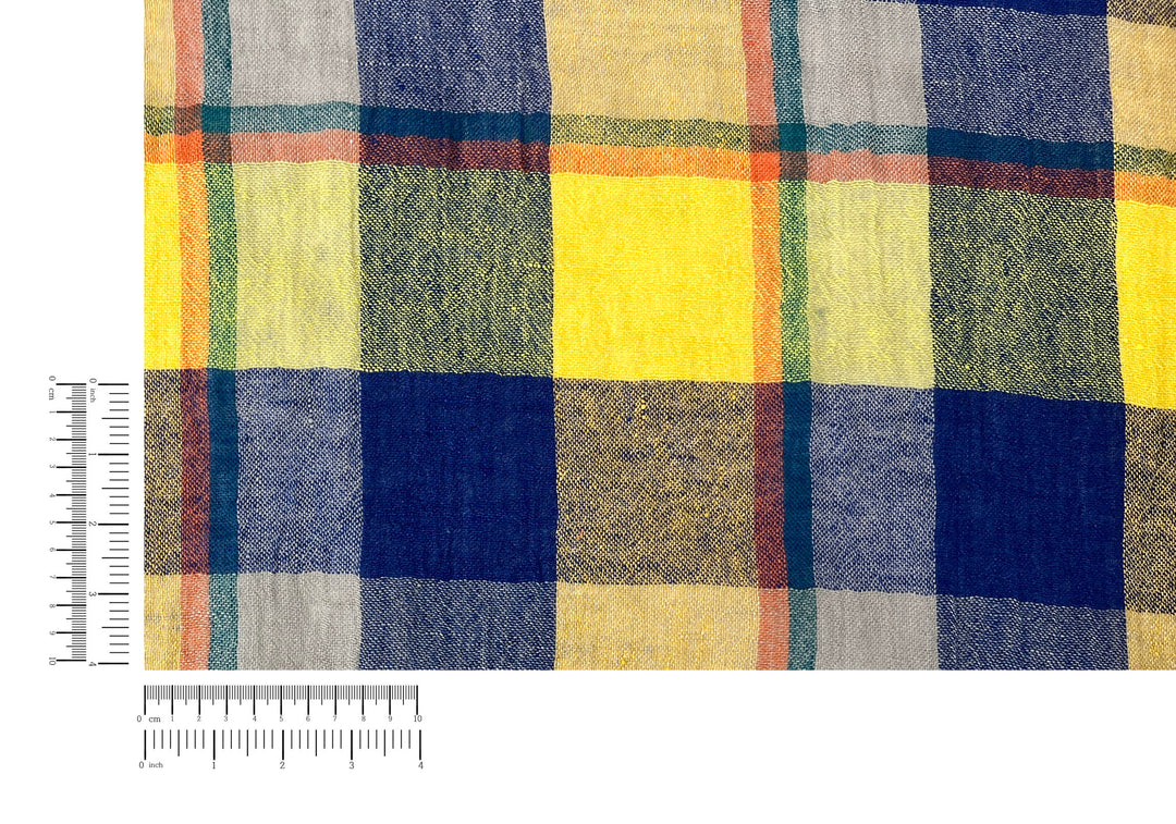 High-Twist Yarn-Dyed Plaid Linen Polyester Fabric – Soft with Crisp, Subtle Wrinkle 7983